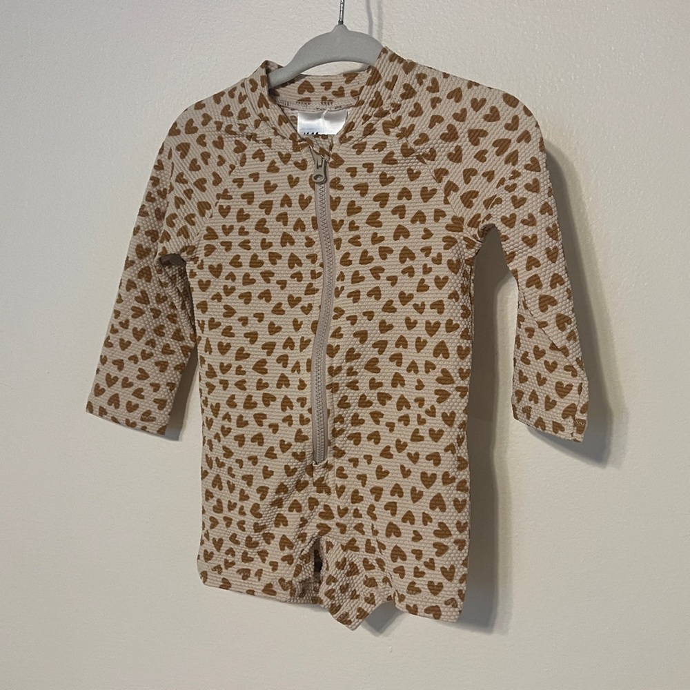 H&M Textured Heart One Piece Swimsuit